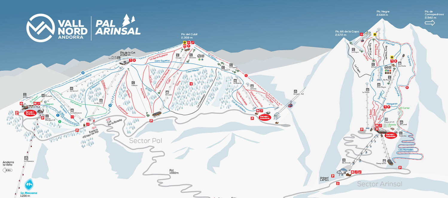 Ski mapa Vallnord - Pal Arinsal