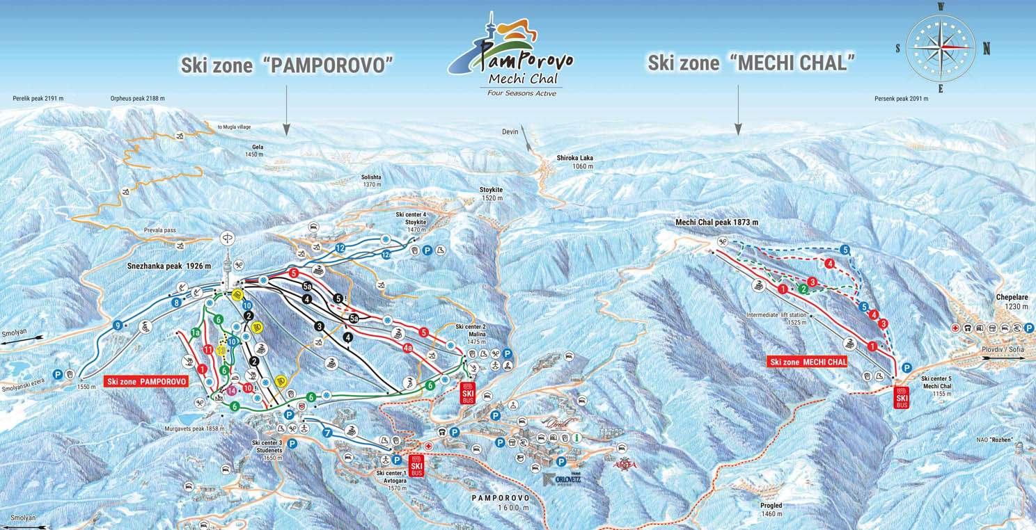 Ski mapa Pamporovo