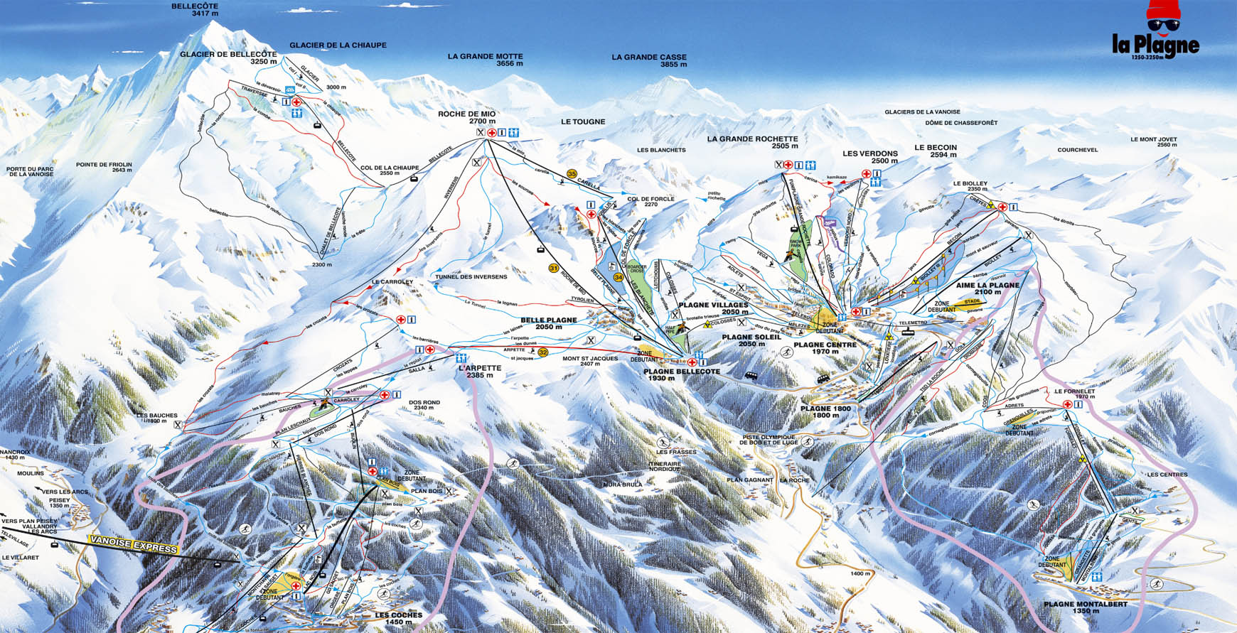Ski mapa La Plagne