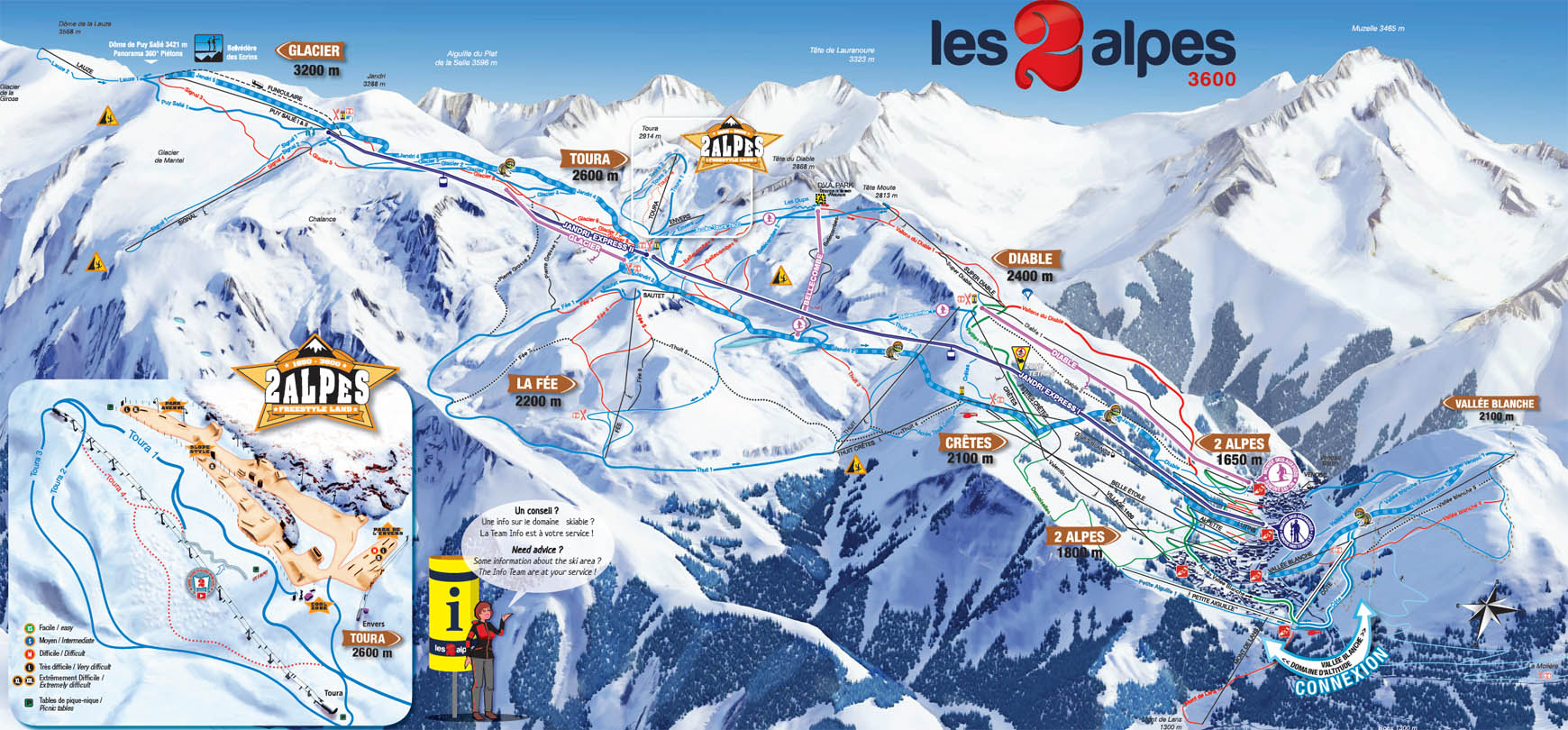 Ski mapa Les 2 Alpes