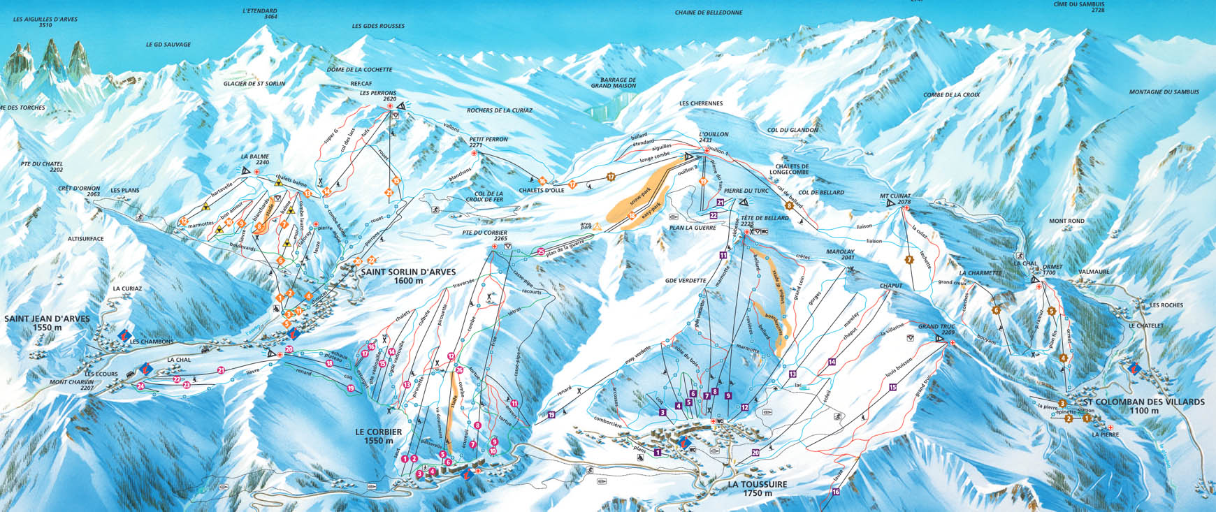 Ski mapa Les Sybelles