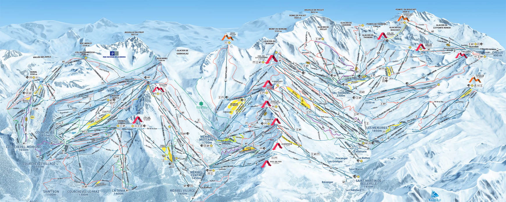Ski mapa Les 3 Vallées