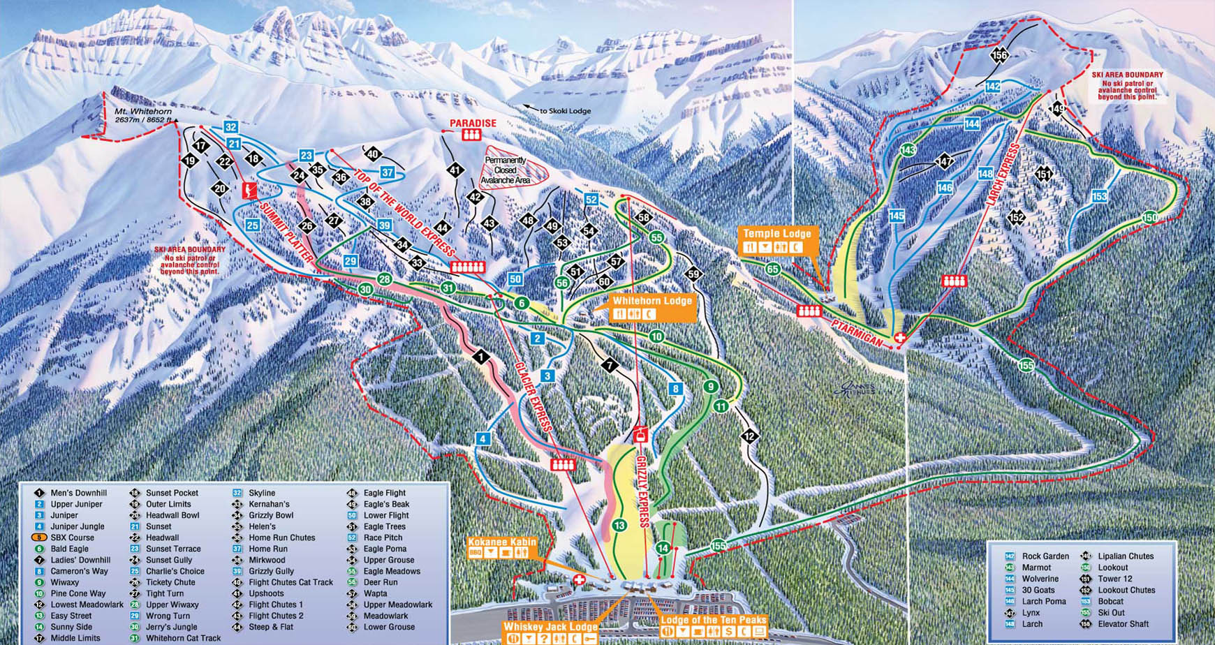 Ski mapa Lake Louise