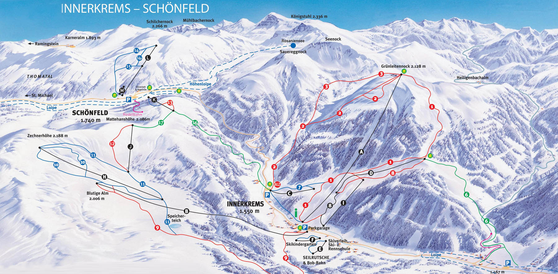 Ski mapa Innerkrems