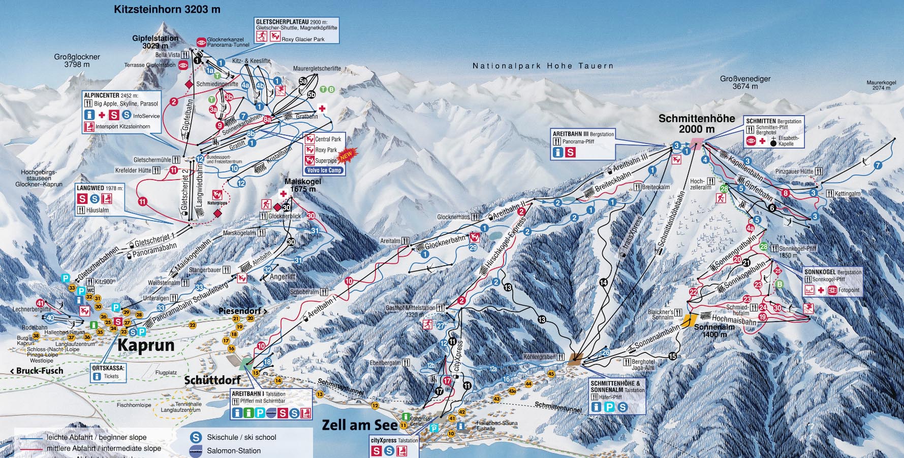 Ski mapa Kaprun - Zell am See