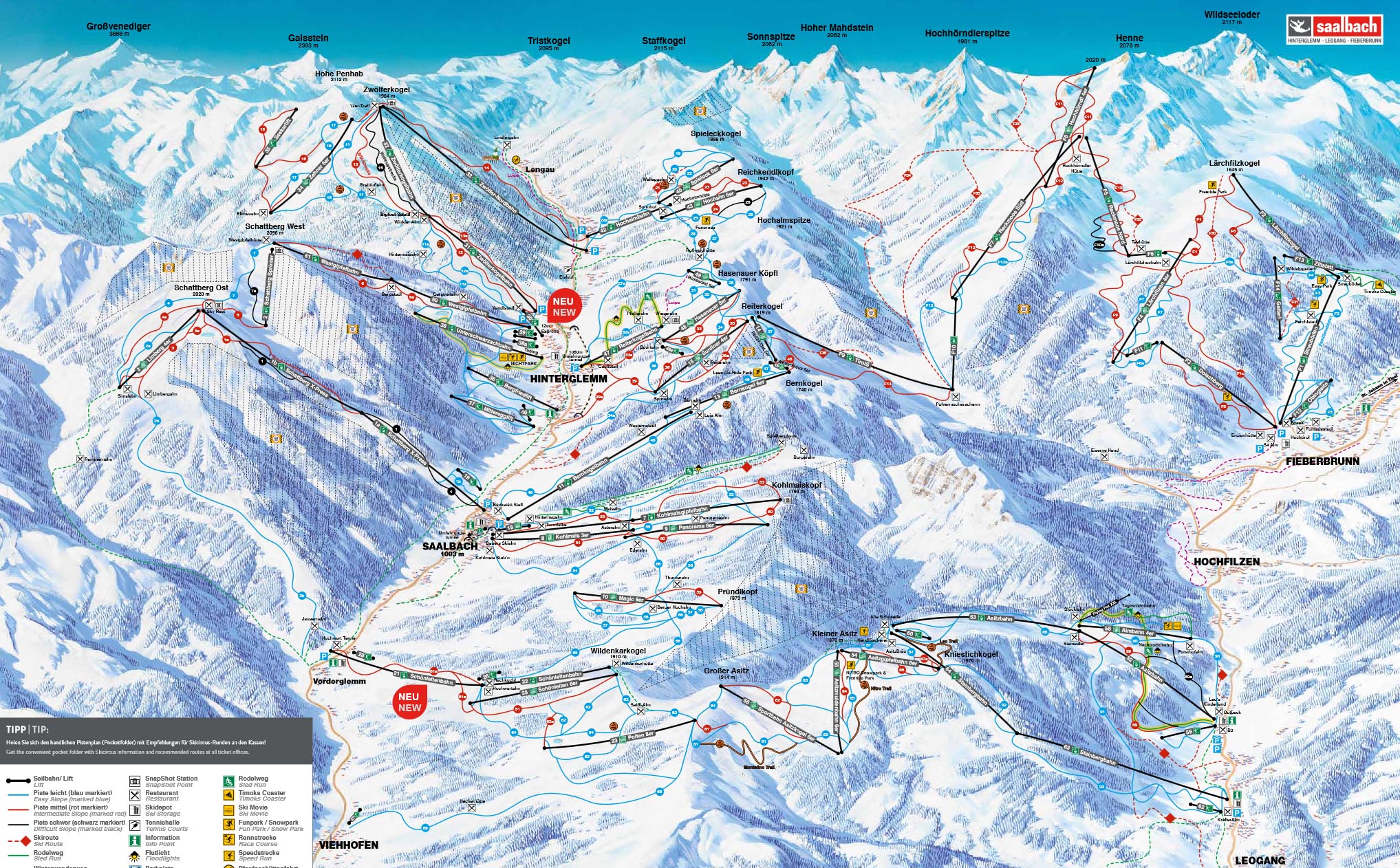 Ski mapa Saalbach