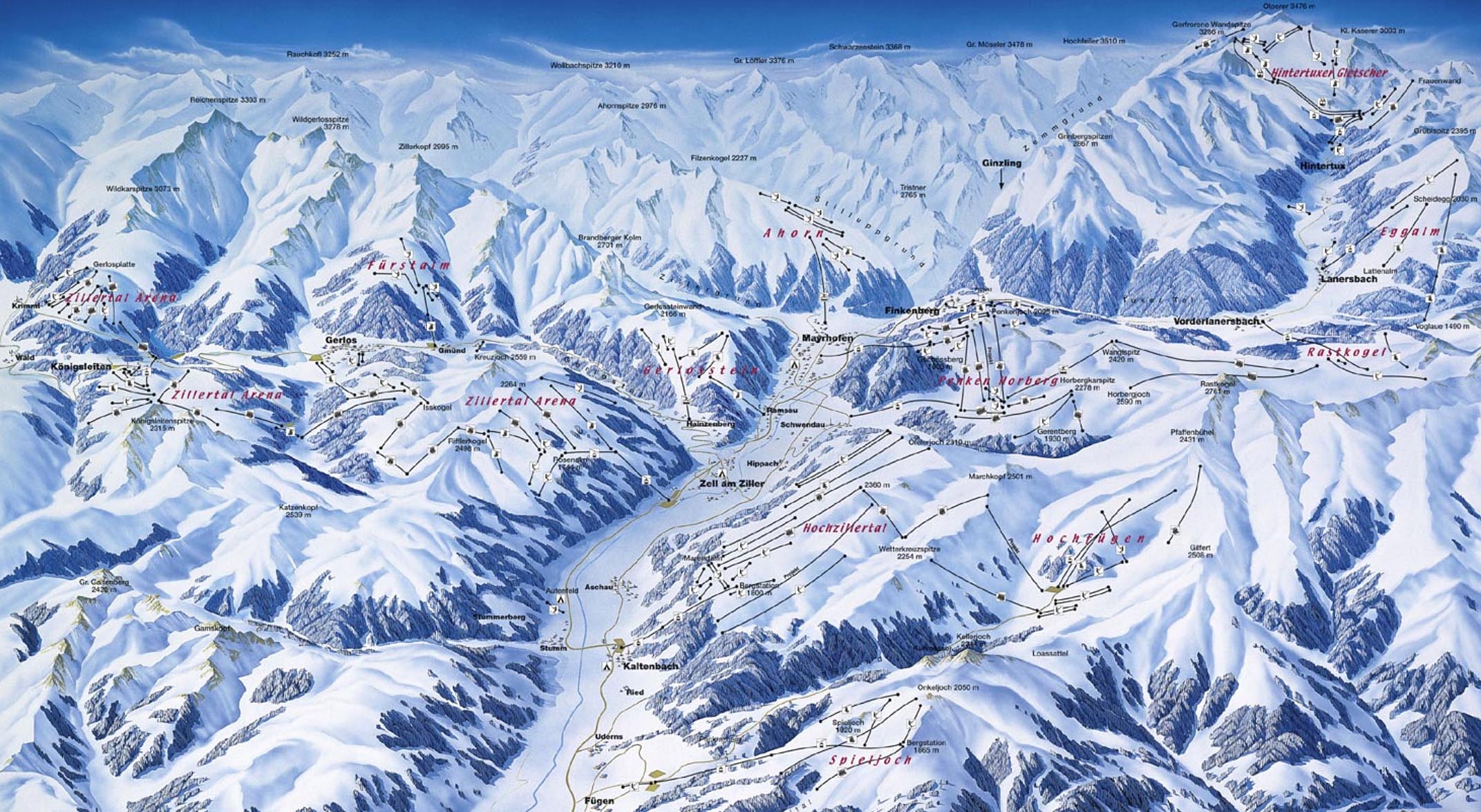 Ski mapa Zillertal
