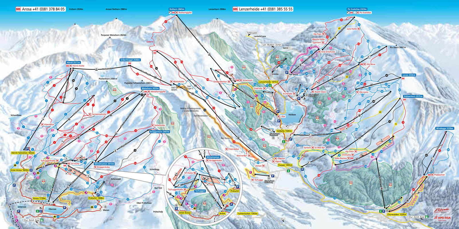 ski mapa Lenzerheide-Arosa