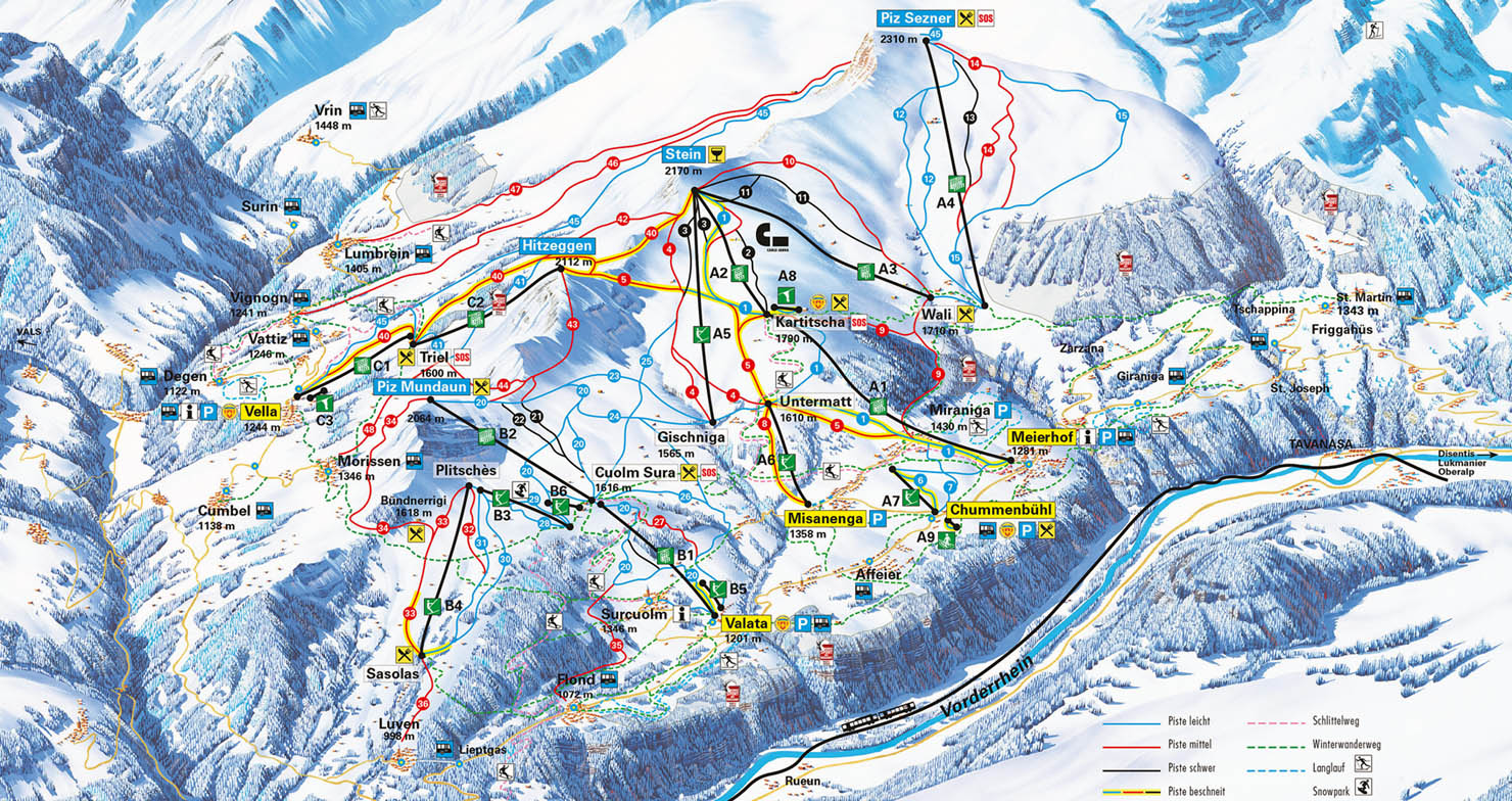 ski mapa Obersaxen
