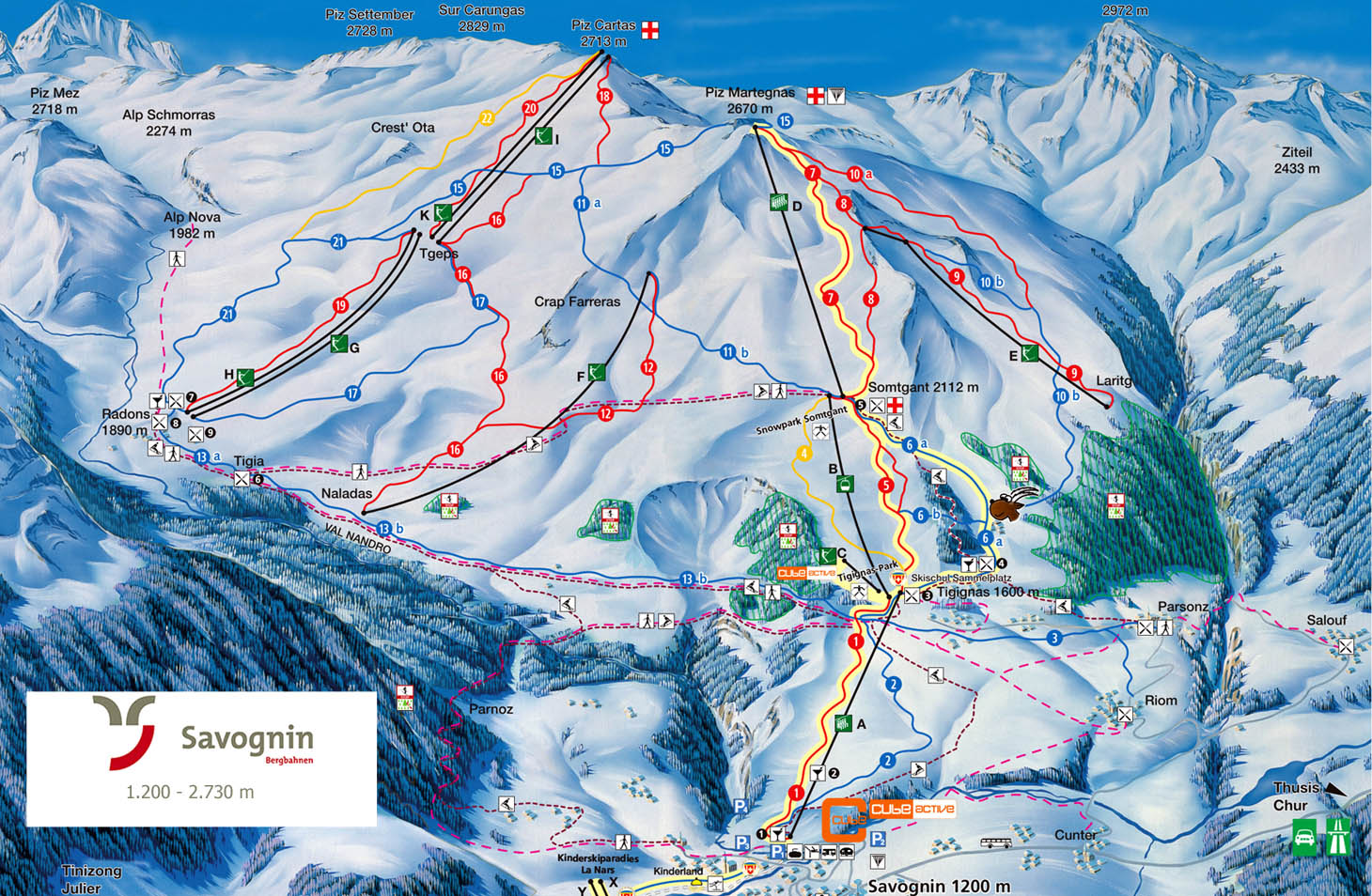 ski mapa Savognin