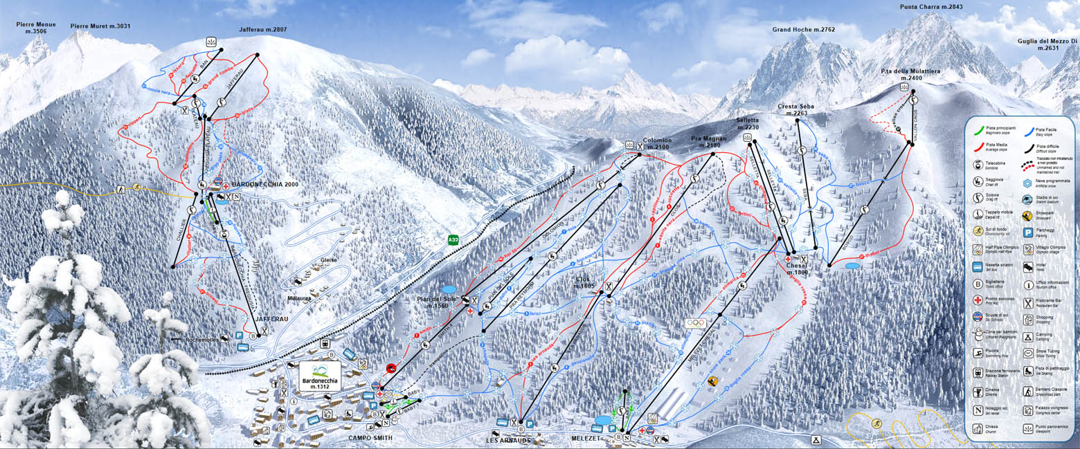 Ski mapa Bardonecchia