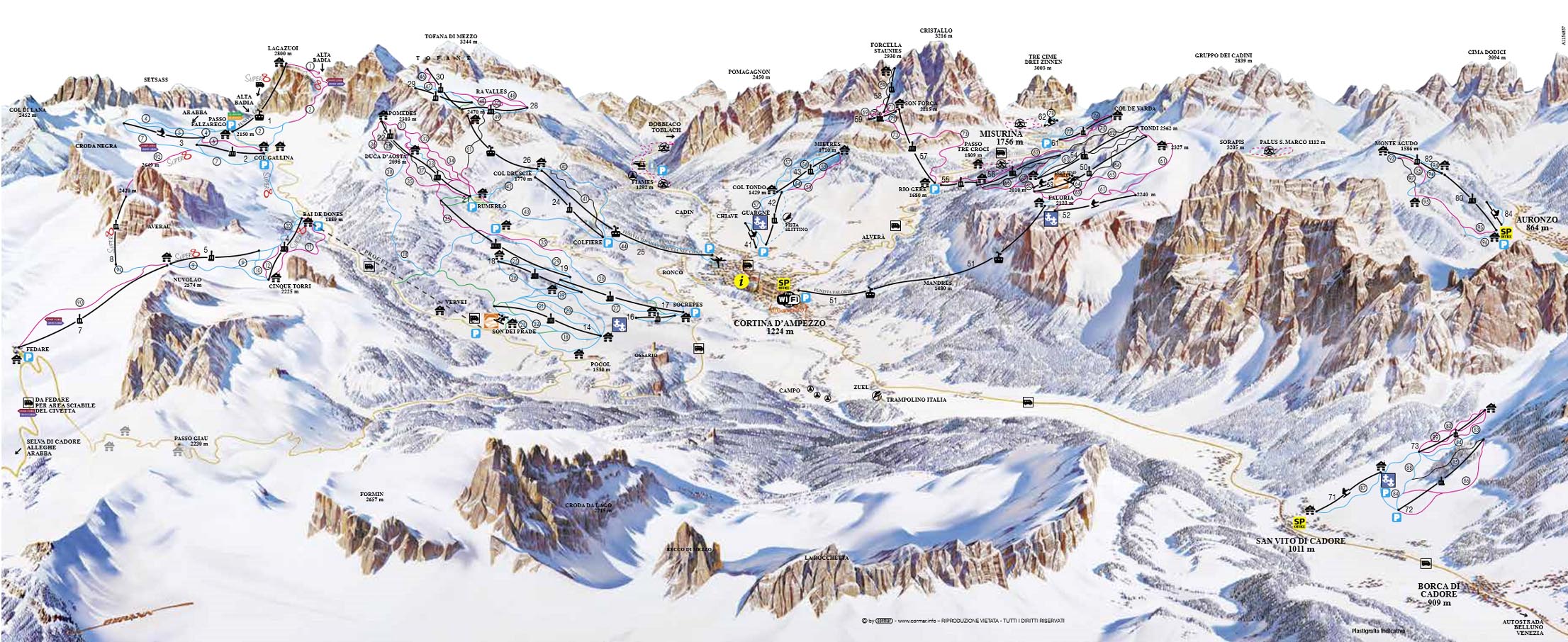 Ski mapa Cortina d'Ampezzo