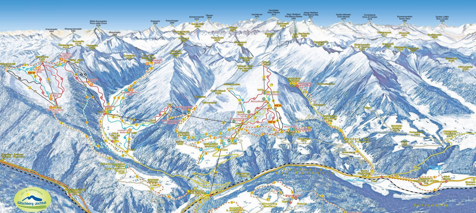 Ski mapa Gitschberg-Jochtal