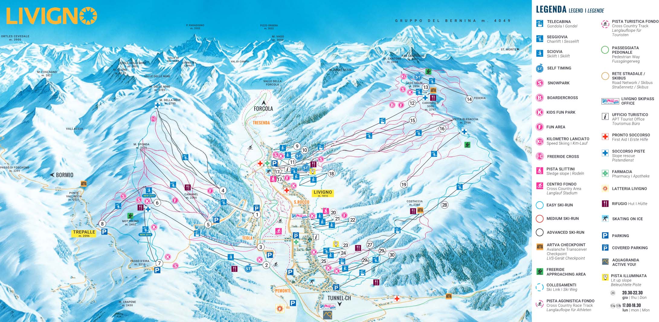 Ski mapa Livigno