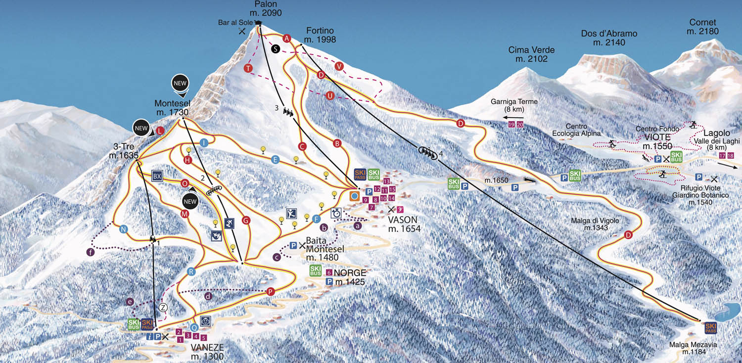 Ski mapa Monte Bondone