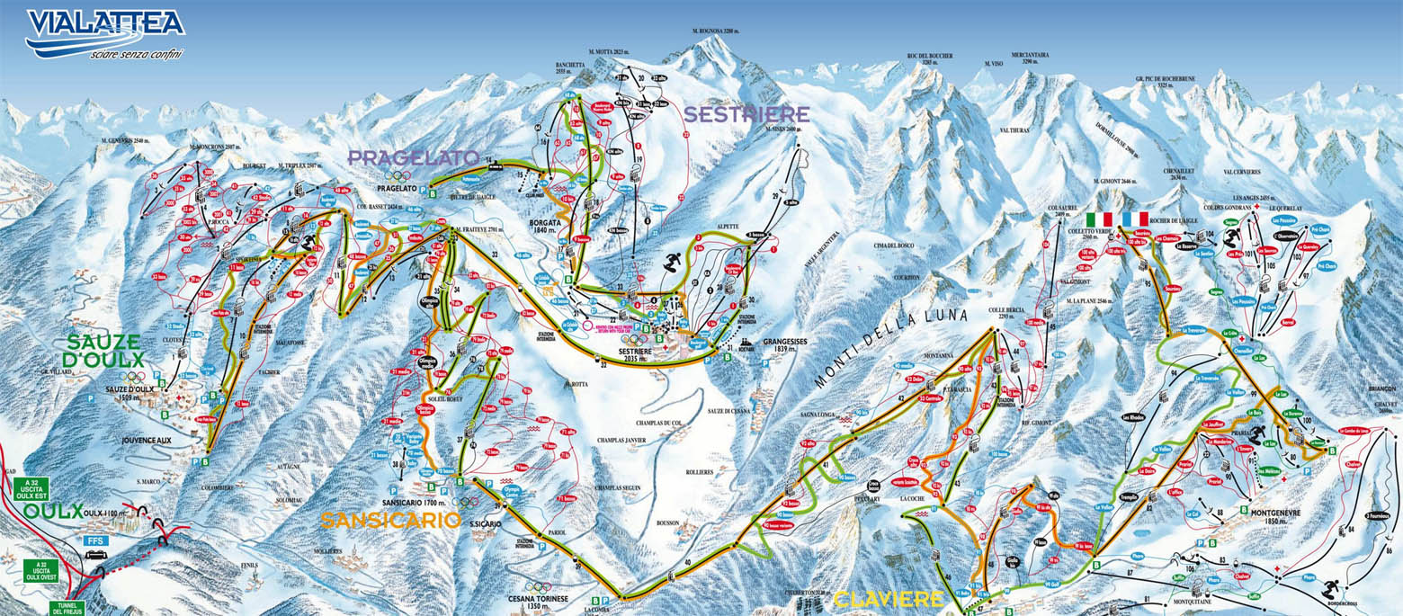 Ski mapa Sestriere