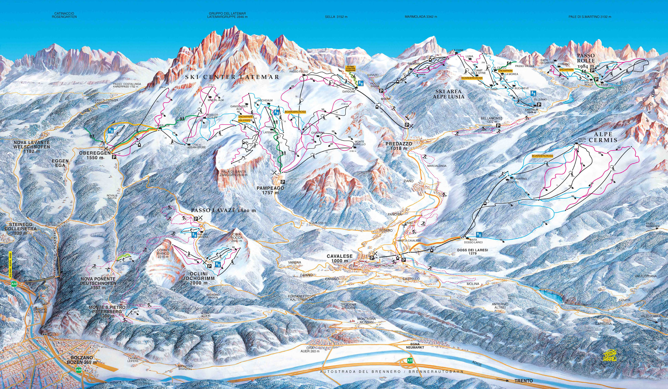 Ski mapa Val di Fiemme