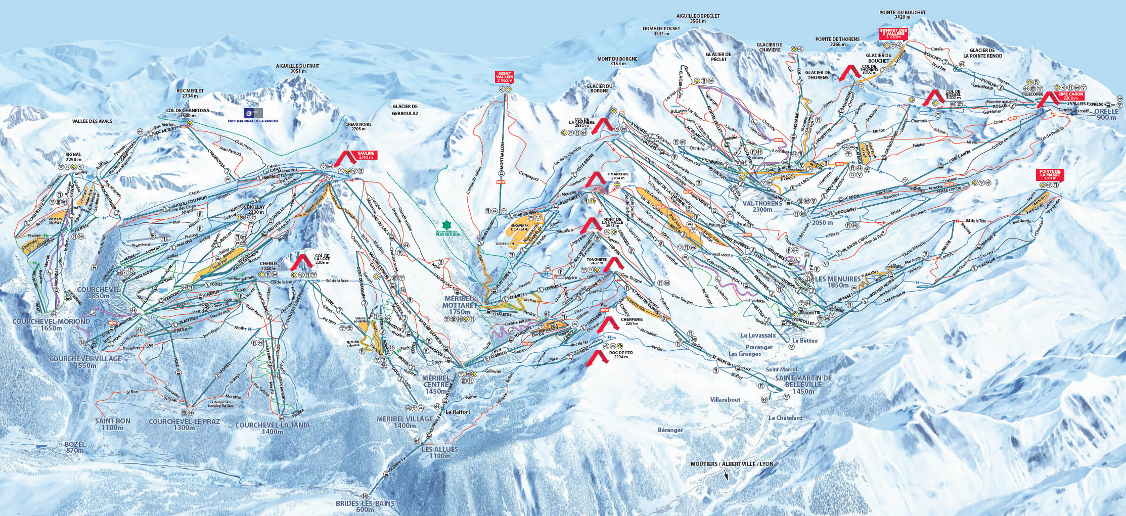 Ski mapa Les 3 Valles