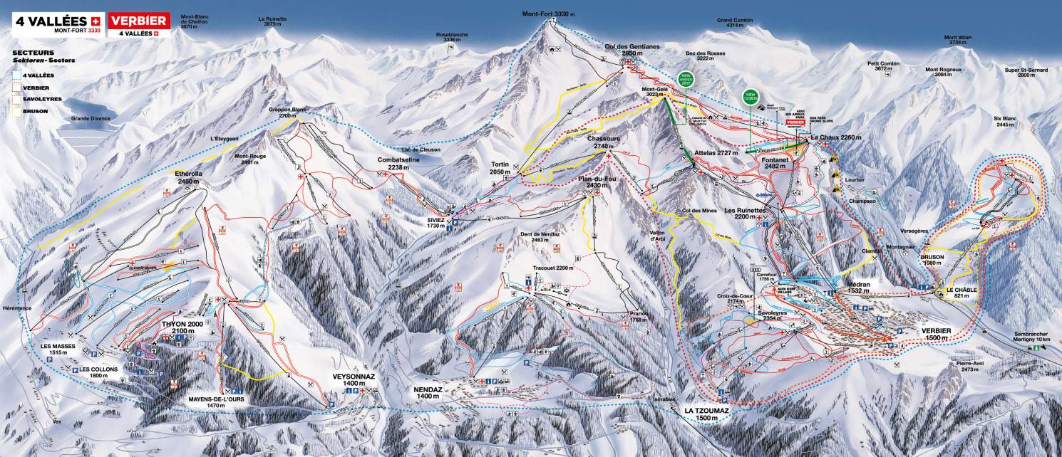 ski mapa Les 4 Vallées