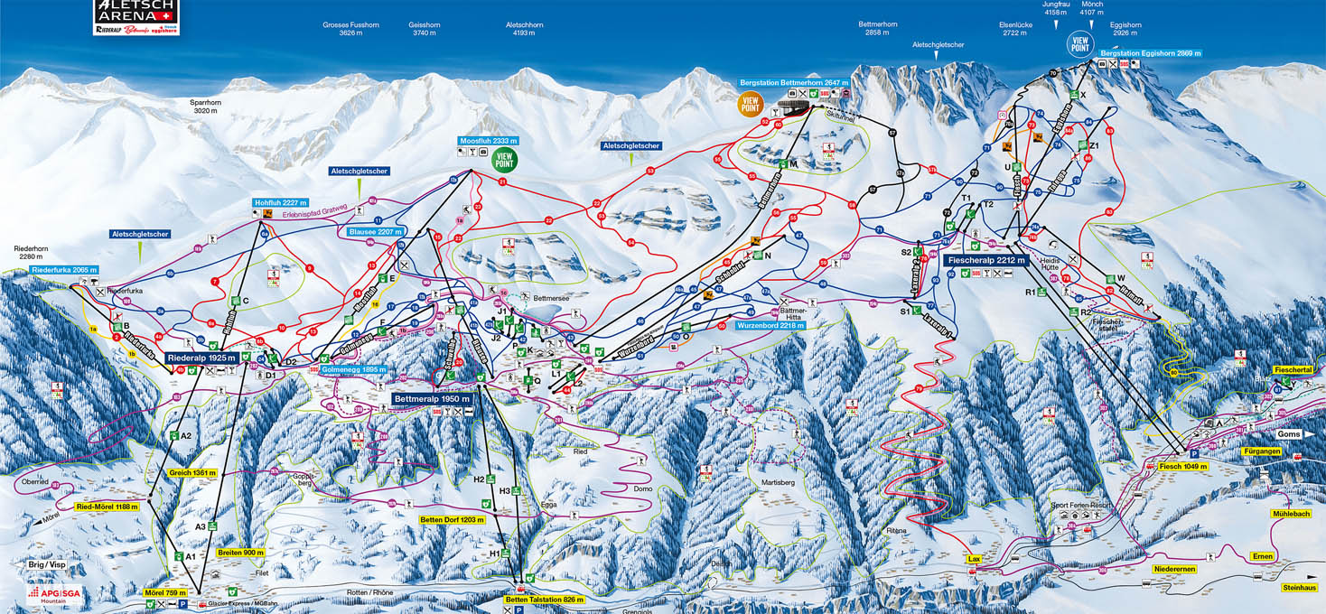 ski mapa Aletsch