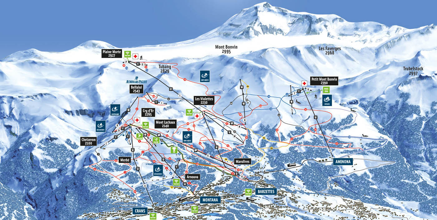 ski mapa Crans Montana