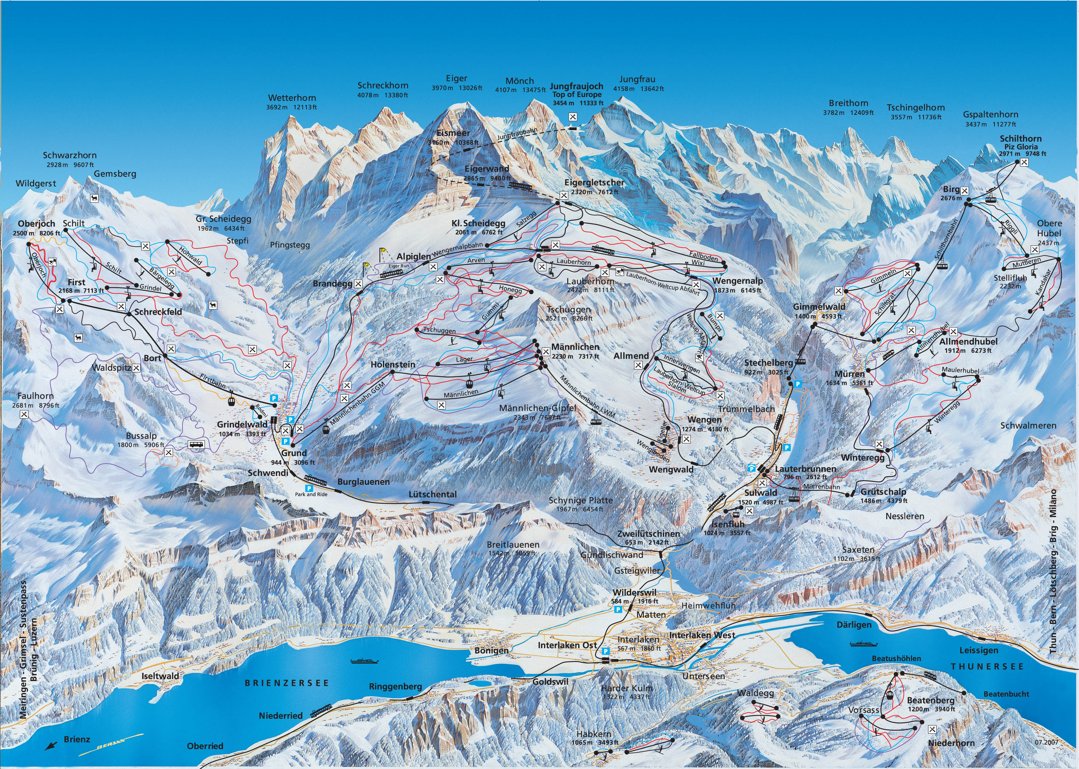 ski mapa Jungfrau