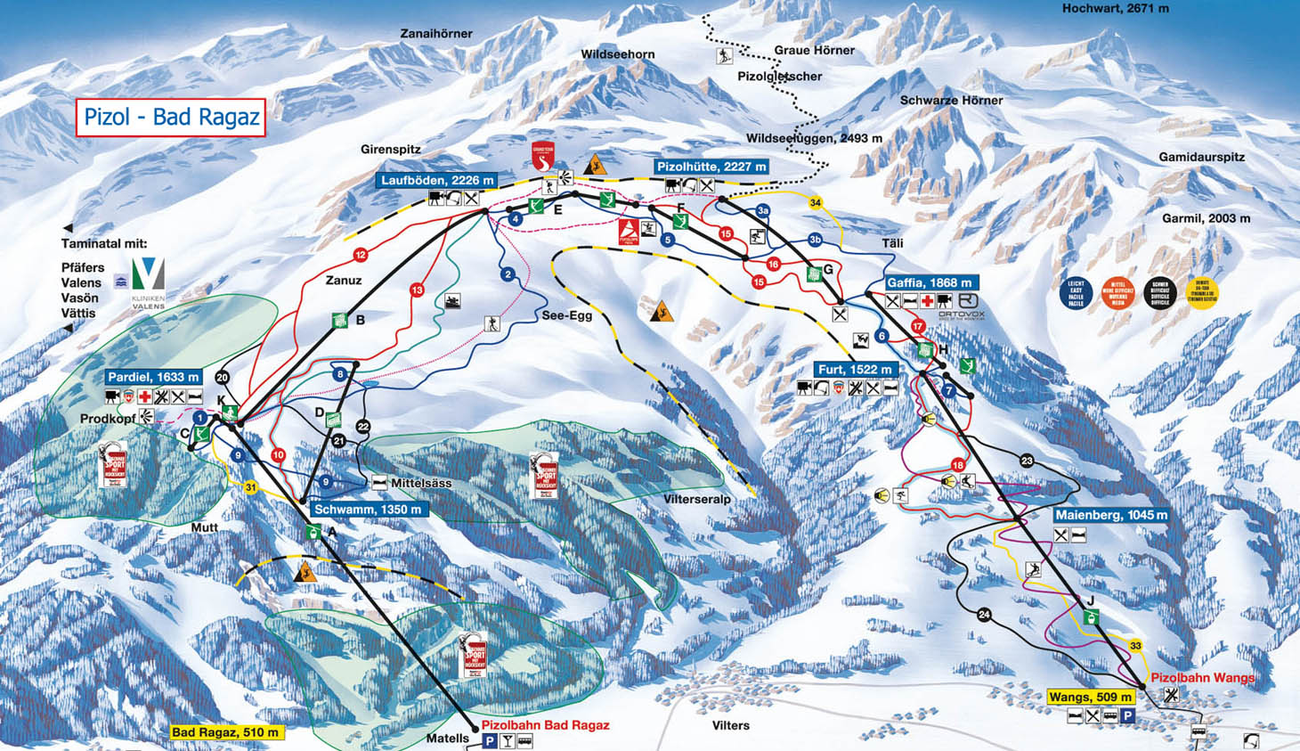 ski mapa Pizol