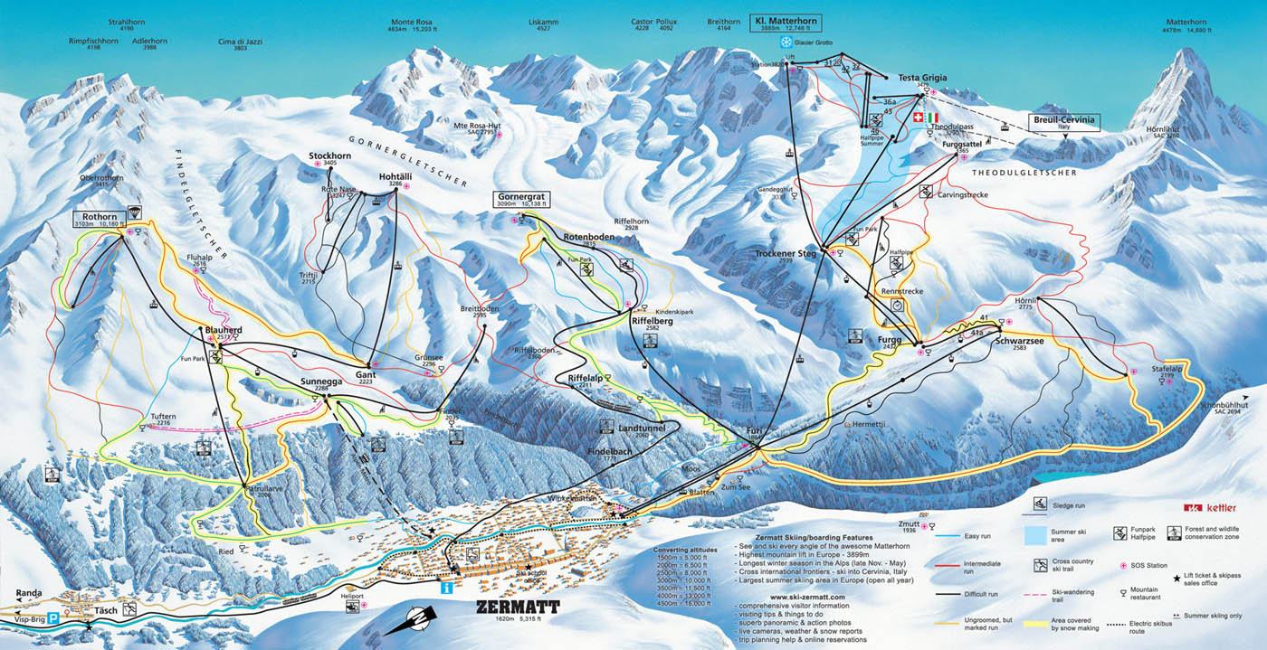 ski mapa Zermatt
